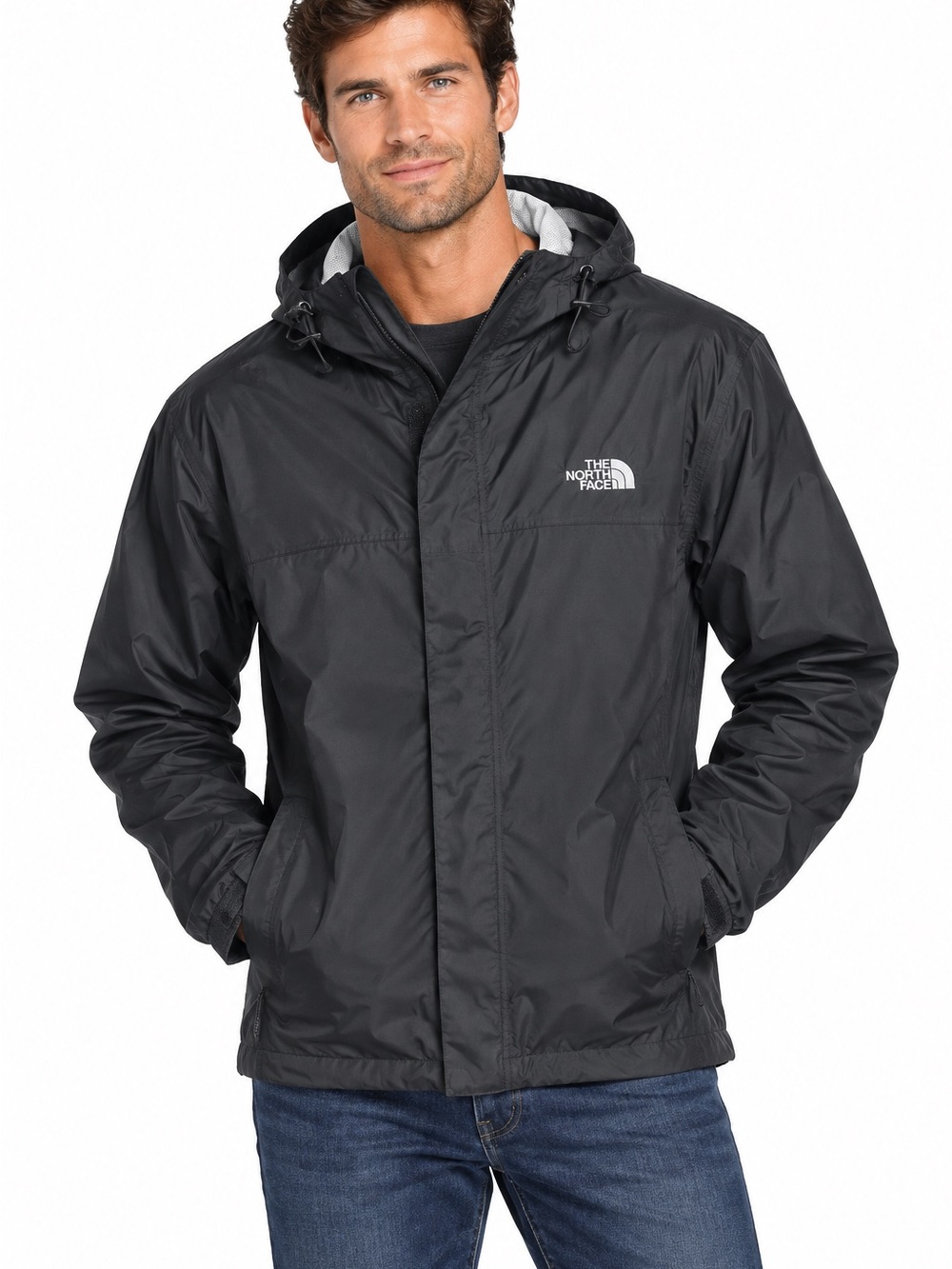 The North Face Men’s Black Hooded Windbreaker with Logo